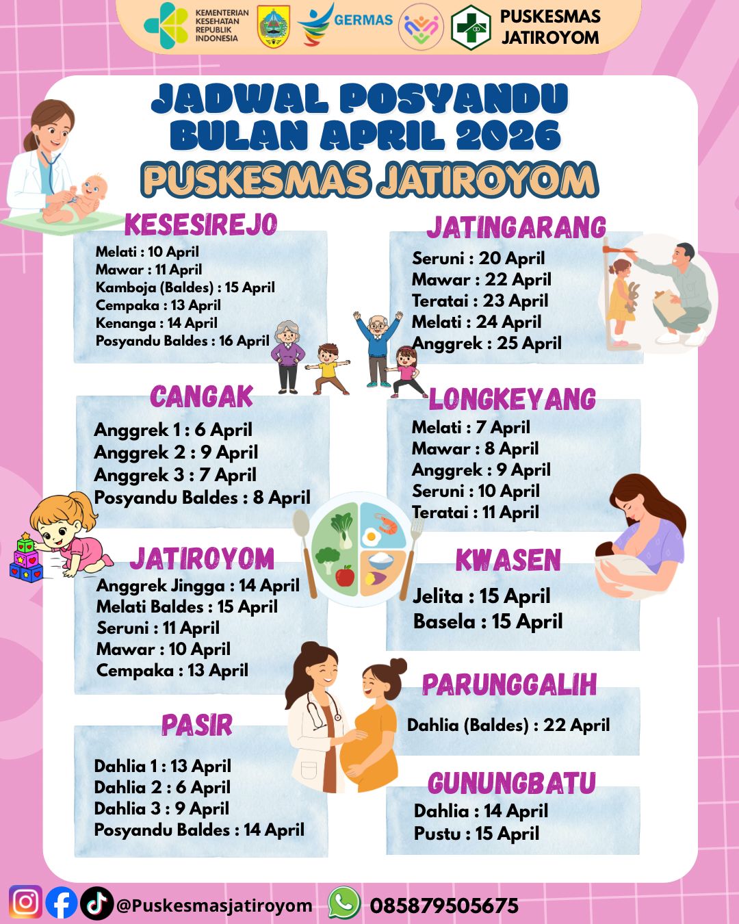 JADWAL POSYANDU BULAN APRIL PUSKESMAS JATIROYOM